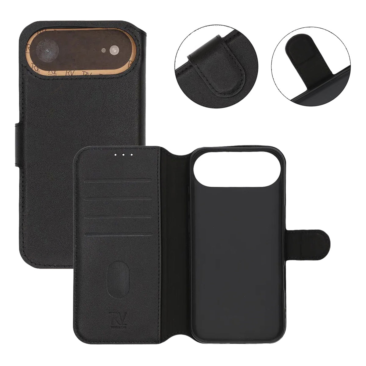 Rvelon Plånboksfodral Äkta Läder för iPhone Air - Svart image 5