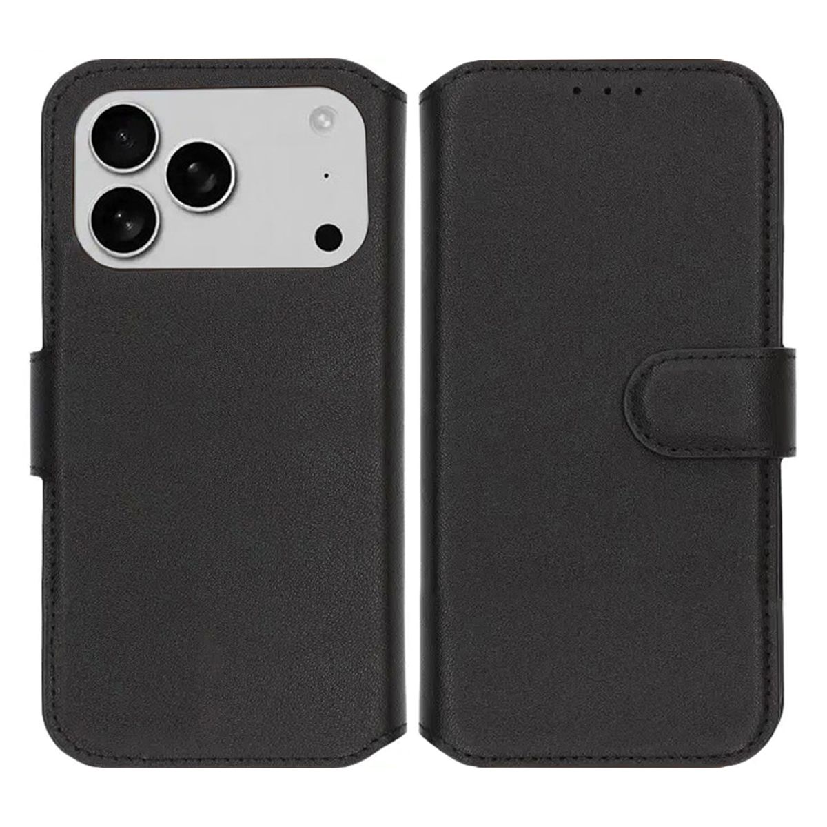 Rvelon Plånboksfodral Äkta Läder för iPhone 17 Pro - Svart image 1