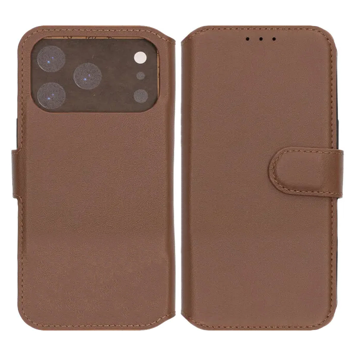 Rvelon Plånboksfodral Äkta Läder för iPhone 17 Pro - Brun image 1