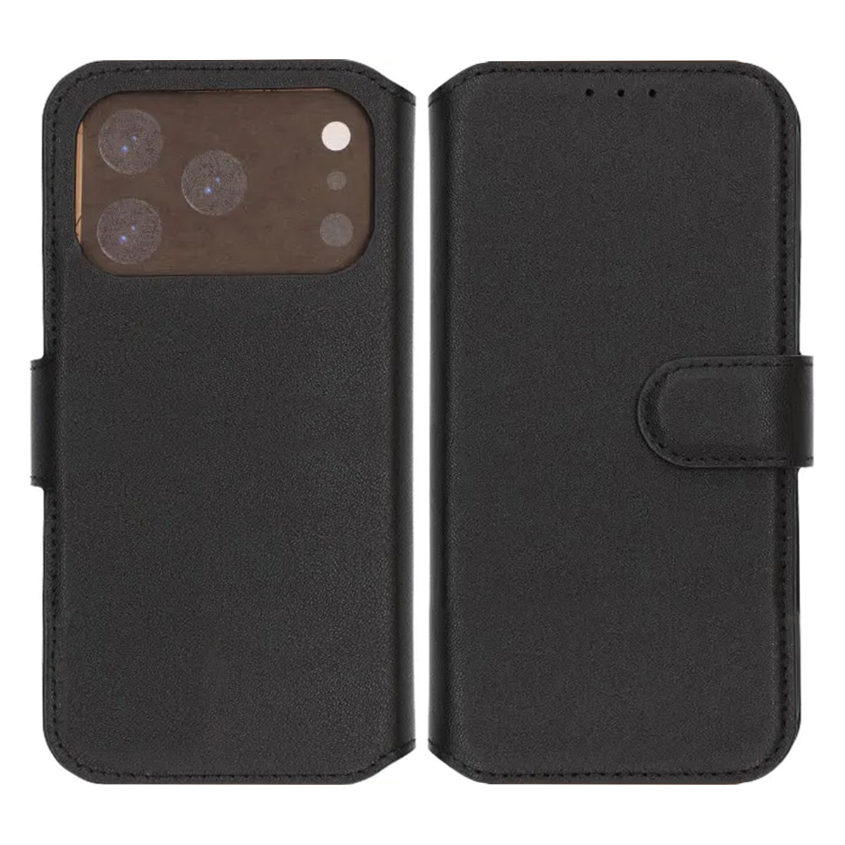 Rvelon Plånboksfodral Äkta Läder för iPhone 17 Pro Max - Svart image 1