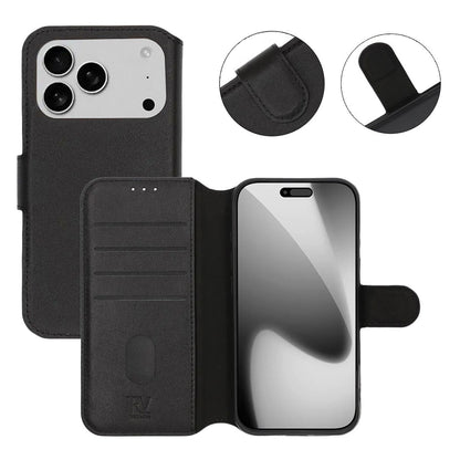 Rvelon Plånboksfodral Äkta Läder för iPhone 17 Pro Max - Svart image 5