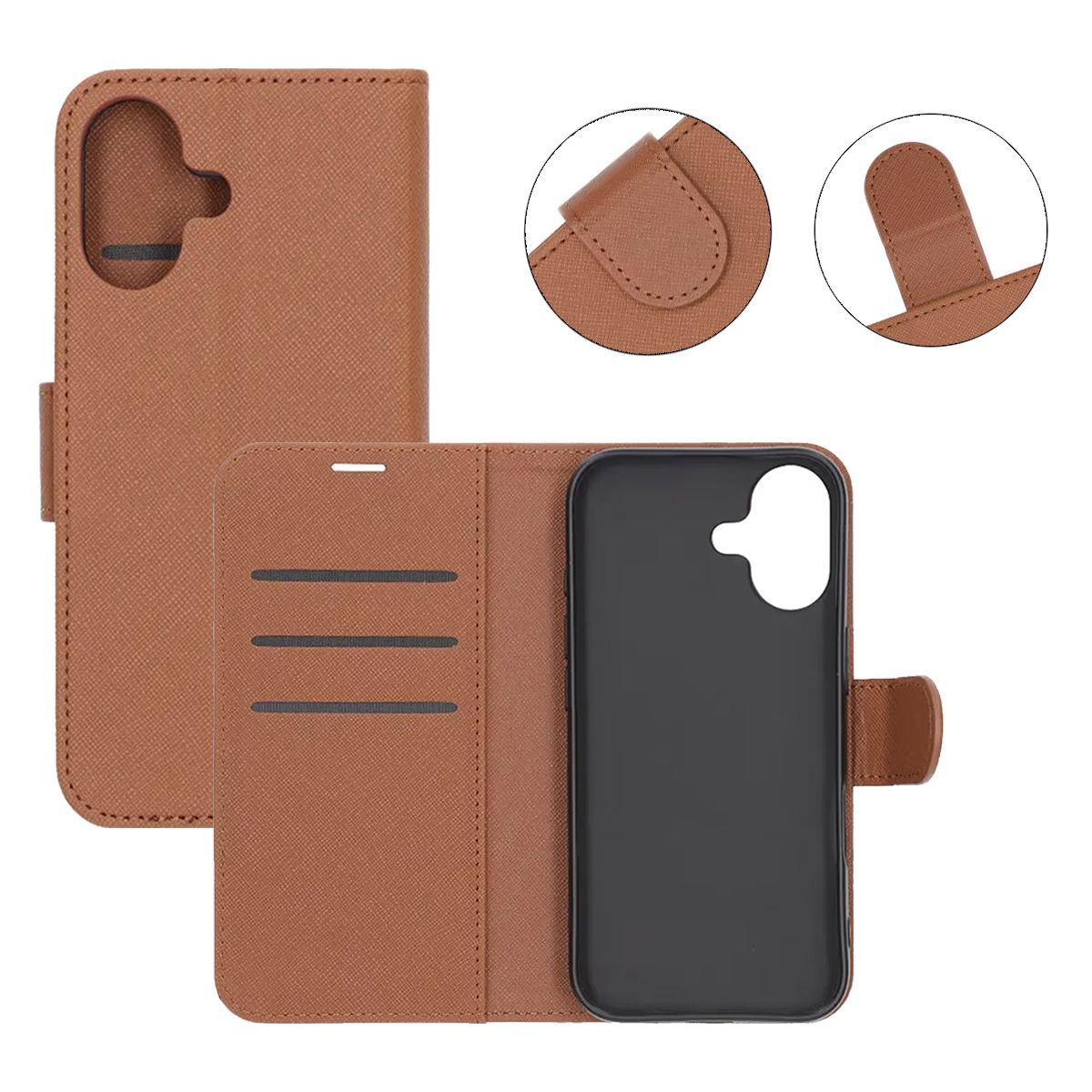 Plånboksfodral med stativ till iPhone 17 - Brun image 5