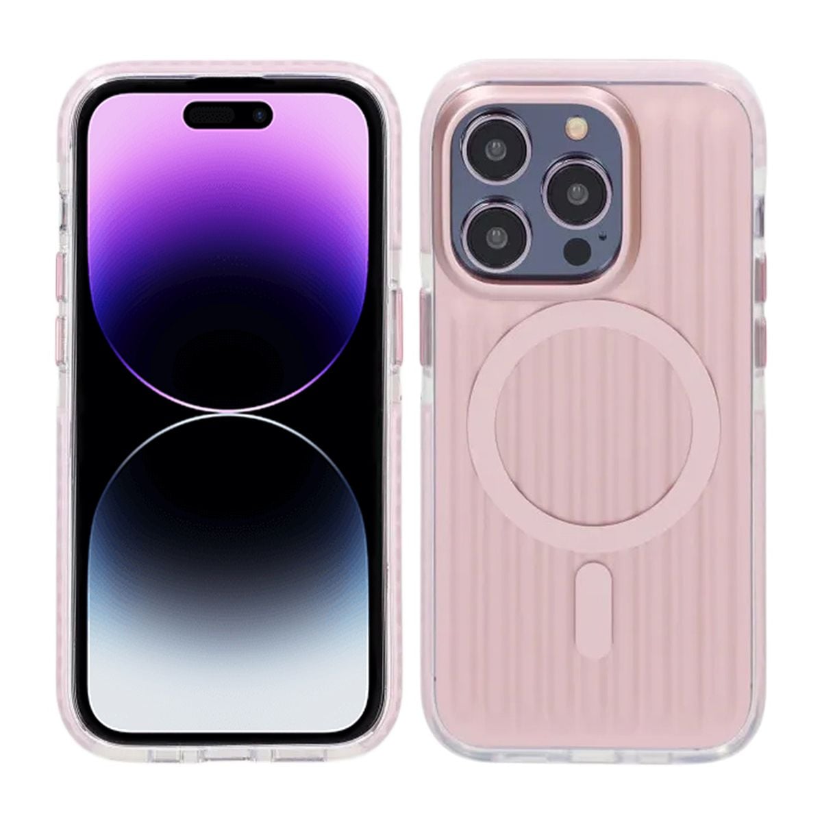 Mönstrat TPU Skal till iPhone 14 Pro med MagSafe - Rosa image 1