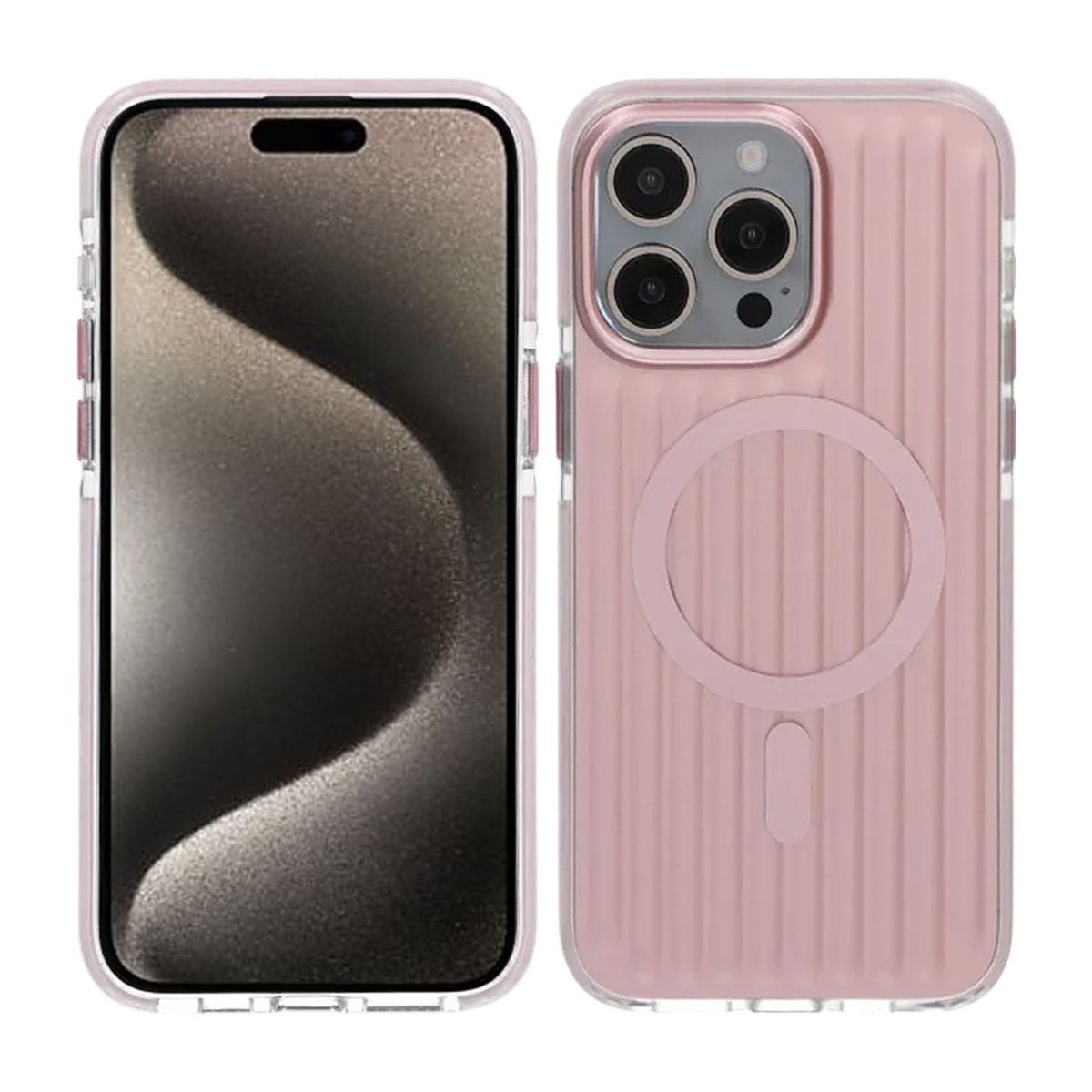 Mönstrat TPU Skal till iPhone 15 Pro Max med MagSafe - Rosa image 1