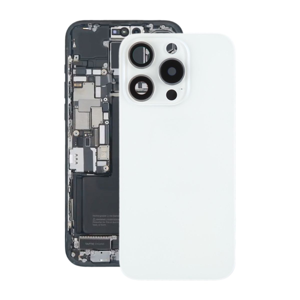 iPhone 15 Pro Baksida Glas med Magnet och Kameralins - Vit Titan image 1