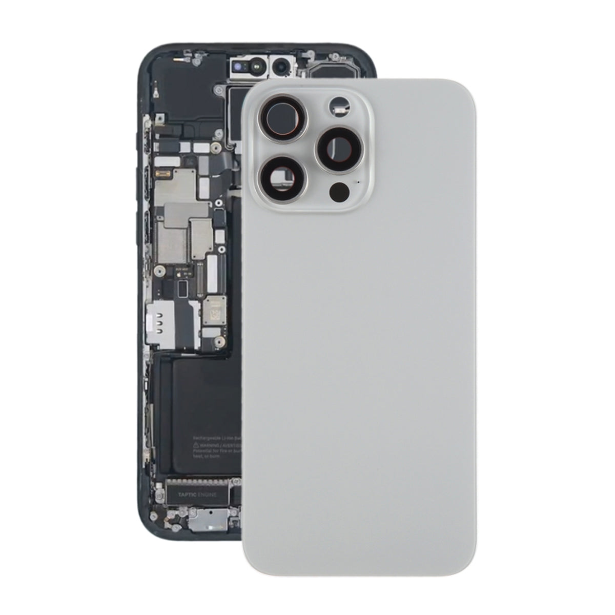 iPhone 15 Pro Max Baksida Glas med Magnet och Kameralins - Naturlig Titan image 1