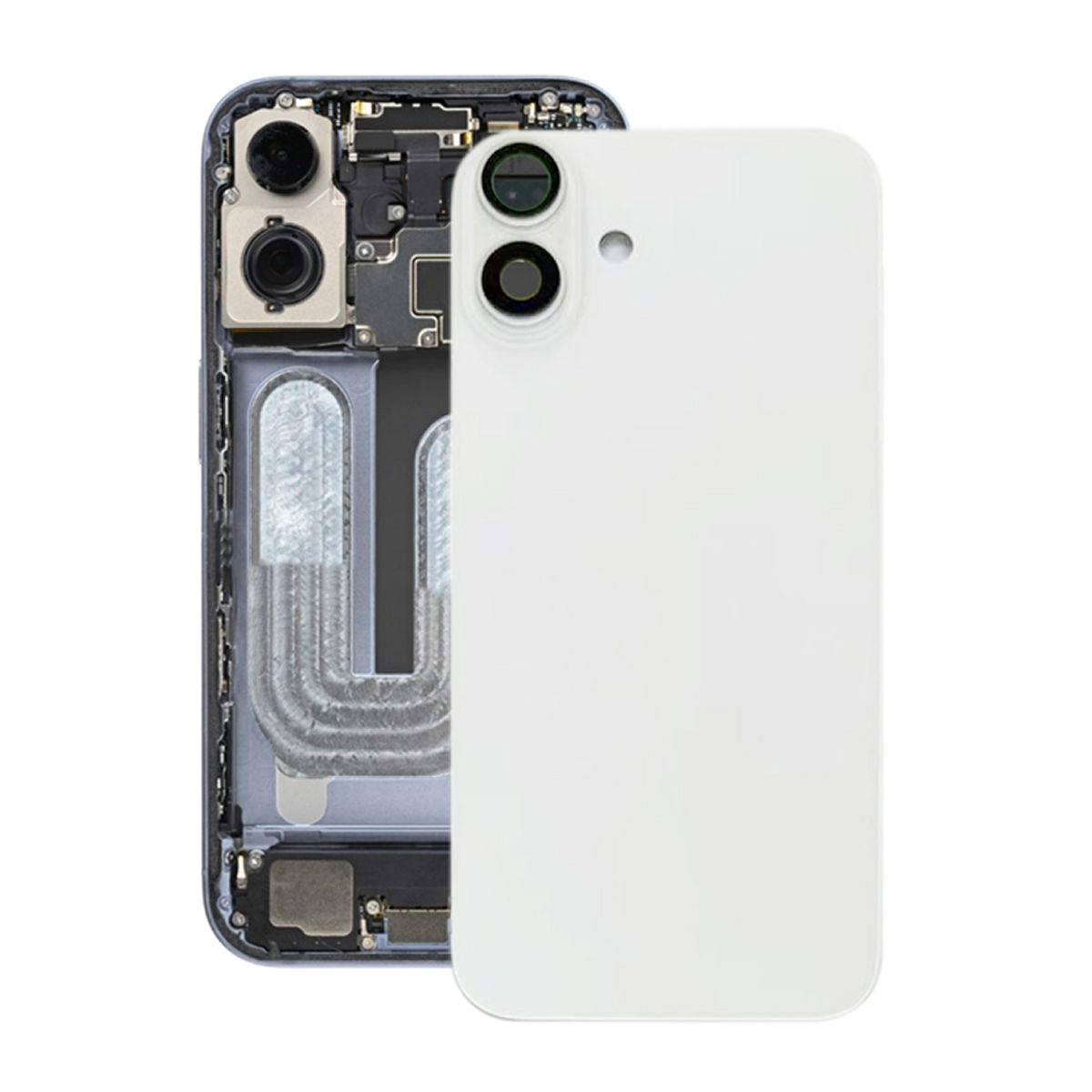 iPhone 16 Baksida Glas med Magnet och Kameralins - Vit image 1