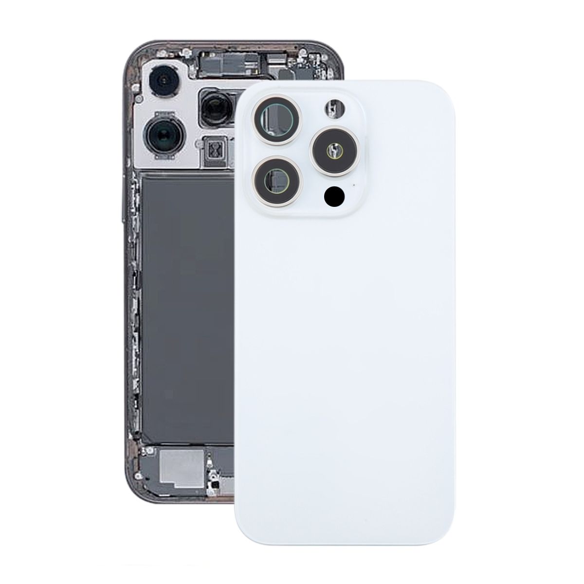 iPhone 16 Pro Baksida Glas med Magnet och Kameralins - Vit Titan image 1