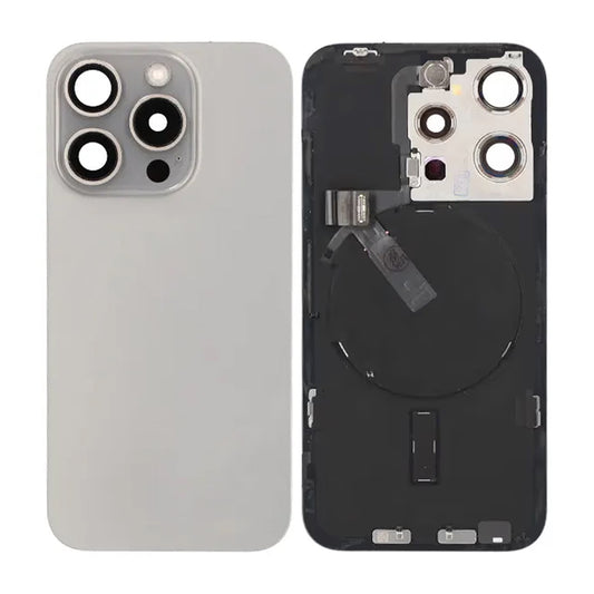 iPhone 15 Pro Baksida Glas Komplett OEM - Naturlig Titan image 1