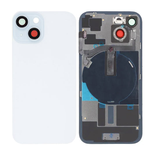 iPhone 15 Baksida Glas med smådelar - Vit image 1