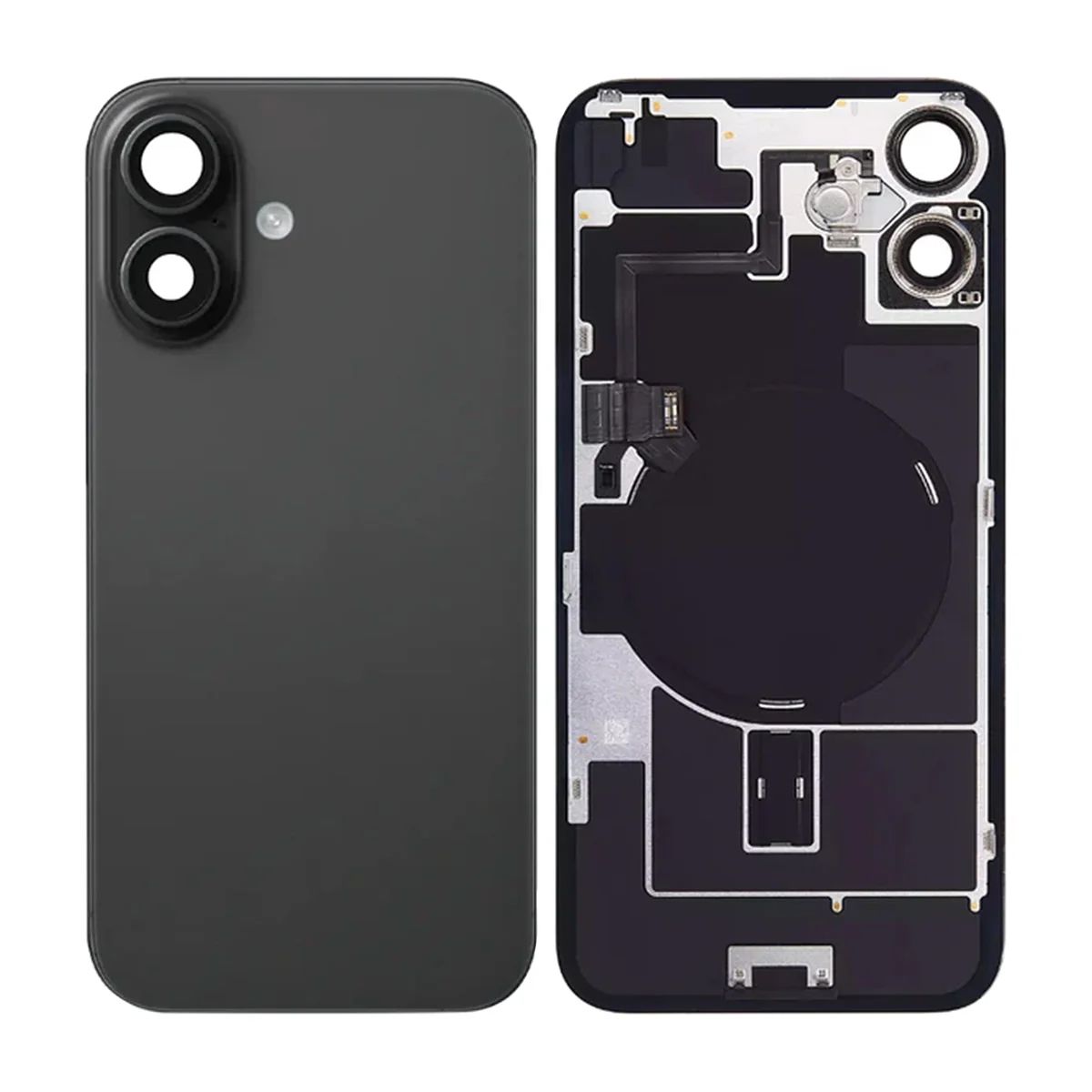 iPhone 16 Plus Baksida Glas med smådelar - Svart image 1