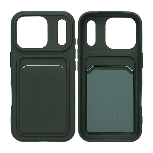 Mobilskal Silikon med Korthållare för iPhone 17 Pro - Militärgrön image 1