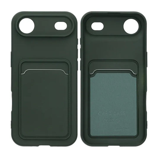 Mobilskal Silikon med Korthållare för iPhone Air - Militärgrön image 1