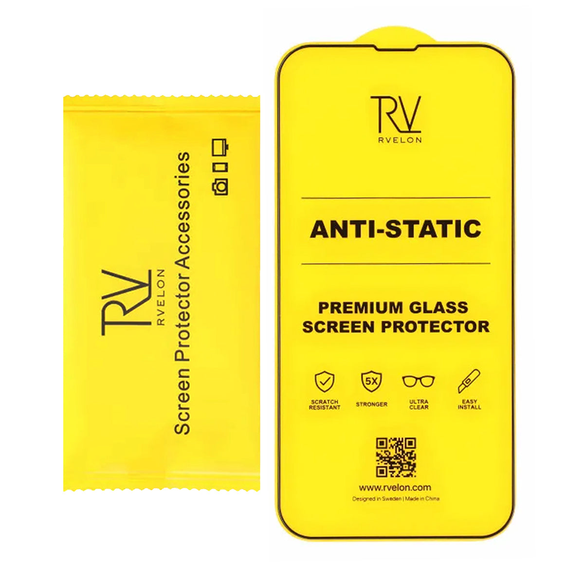 Rvelon Skärmskydd iPhone 13 Pro Max/14 Plus Härdat Glas 2.5D Svart - bulk image 3