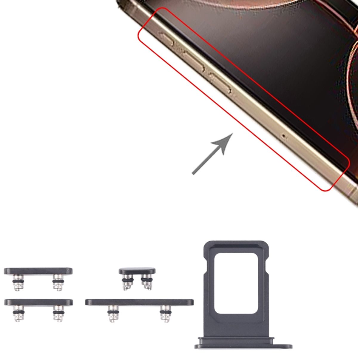 Knappar och Simkorthållare för iPhone 15 Pro/15 Pro Max - Svart image 4