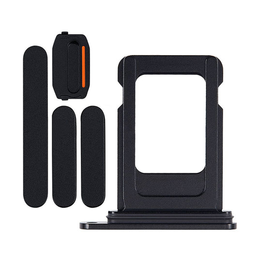 Knappar och Simkorthållare för iPhone 15/15 Plus - Svart image 1