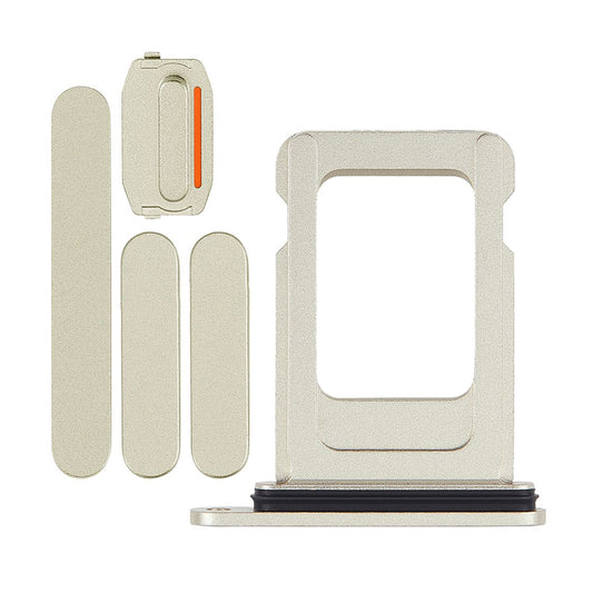 Knappar och Simkorthållare för iPhone 15/15 Plus - Gul image 1
