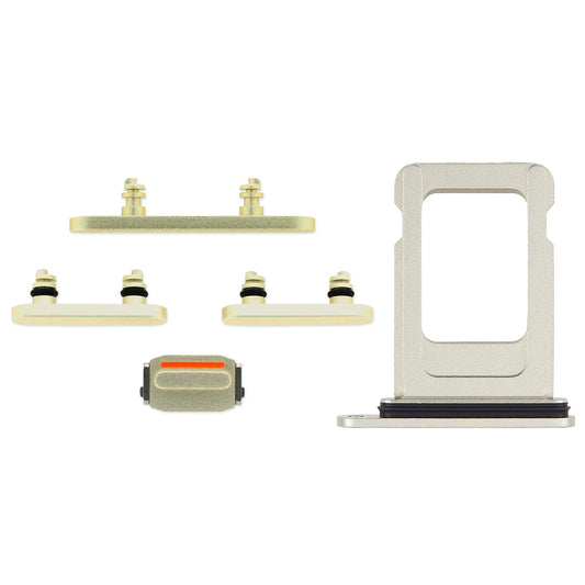 Knappar och Simkorthållare för iPhone 15/15 Plus - Gul image 2
