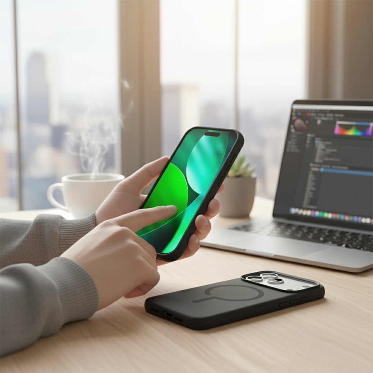 Mobilskal Silikon med Kamera Metallram för iPhone 17 Pro - Svart image 6