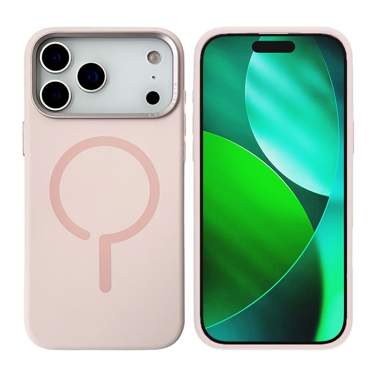 Mobilskal Silikon med Kamera Metallram för iPhone 17 Pro - Rosa image 1