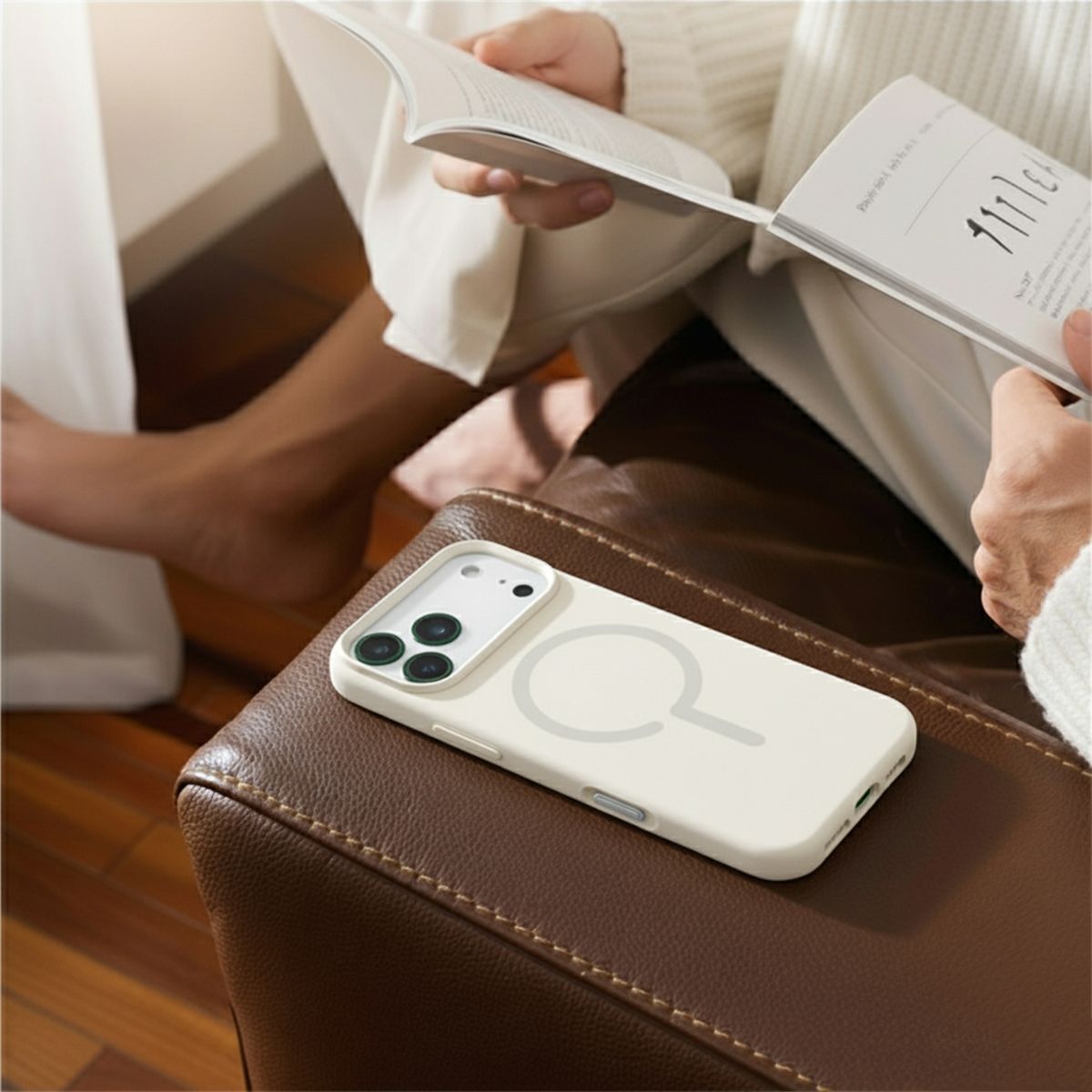 Mobilskal Silikon med Kamera Metallram för iPhone 17 Pro - Vit image 5