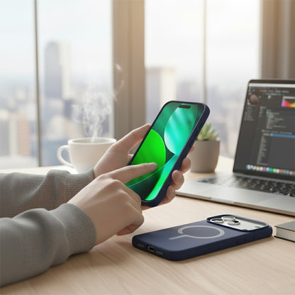 Mobilskal Silikon med Kamera Metallram för iPhone 17 Pro Max - Blå image 6