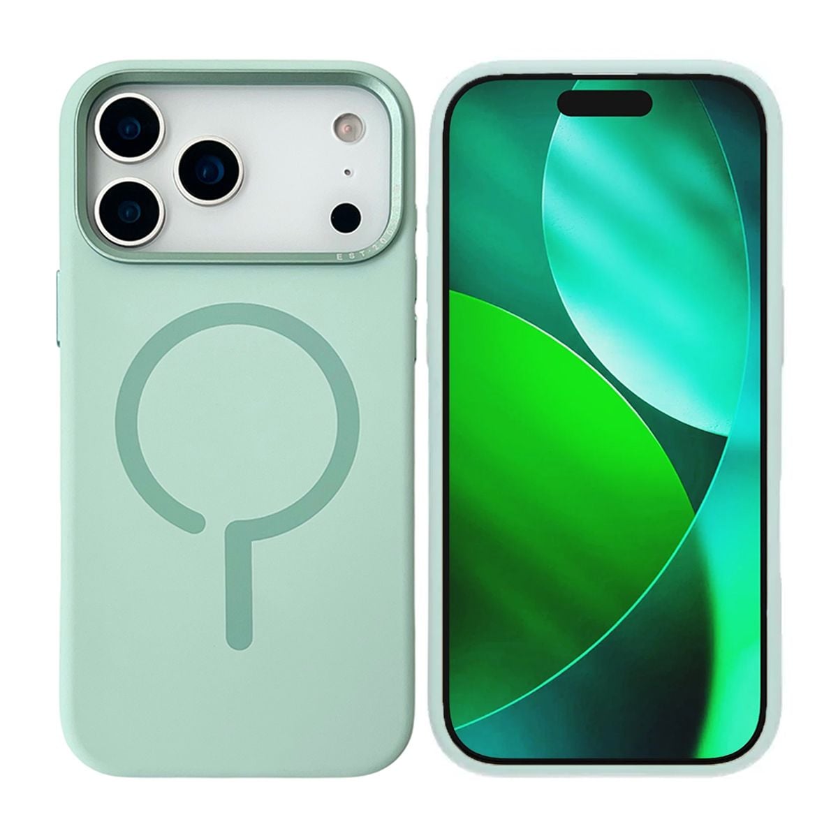 Mobilskal Silikon med Kamera Metallram för iPhone 17 Pro Max - Grön image 1