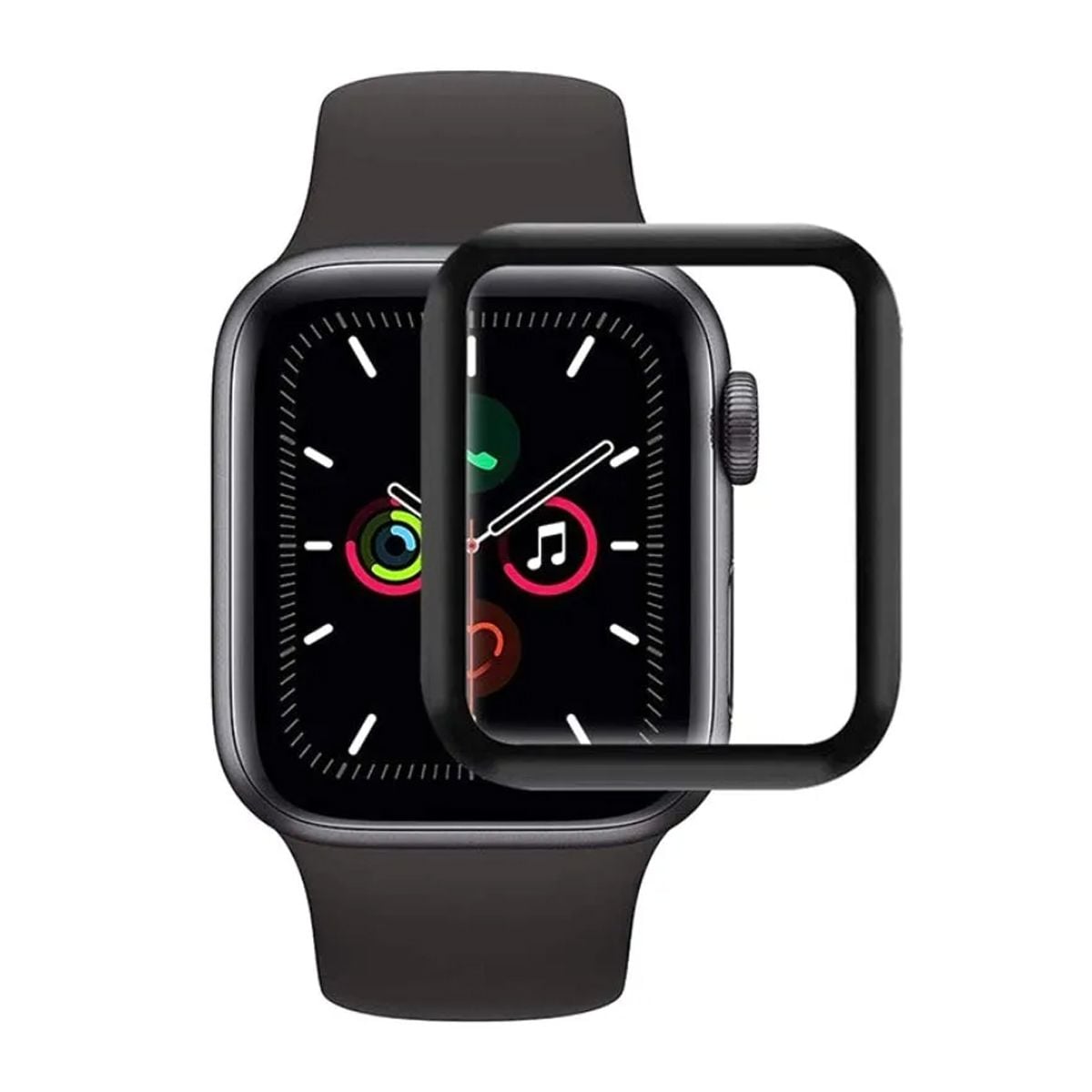 Screen Protector Apple Watch Series 5 Aluminum 44mm - 3D Full Tempered Glass Black image 1