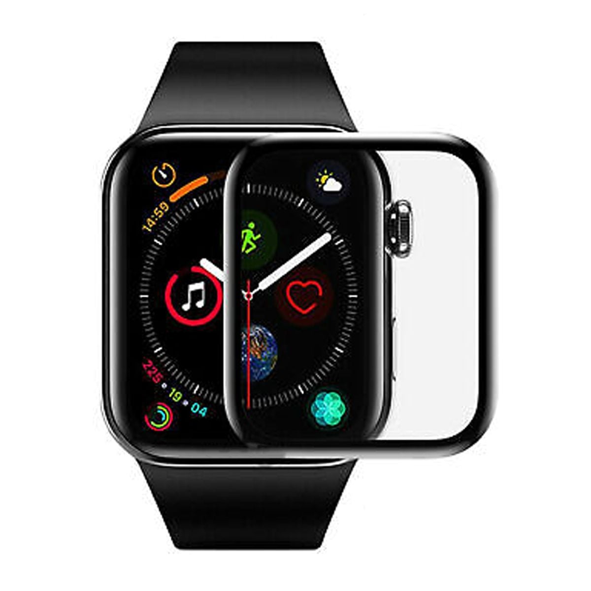 Screen Protector Apple Watch Series 6 Aluminum 45mm - 3D Full Tempered Glass Black image 1