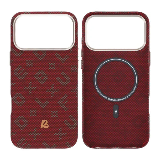 Mobilskal Aramidfiber för iPhone 17 Pro - Röd med text image 1