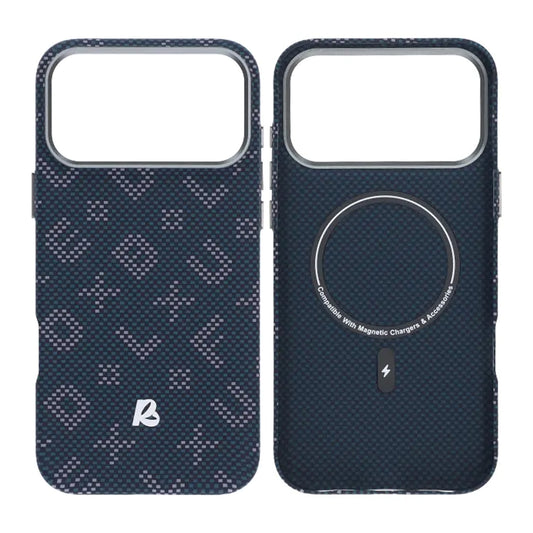 Mobilskal Aramidfiber för iPhone 17 Pro - Blå med text image 1