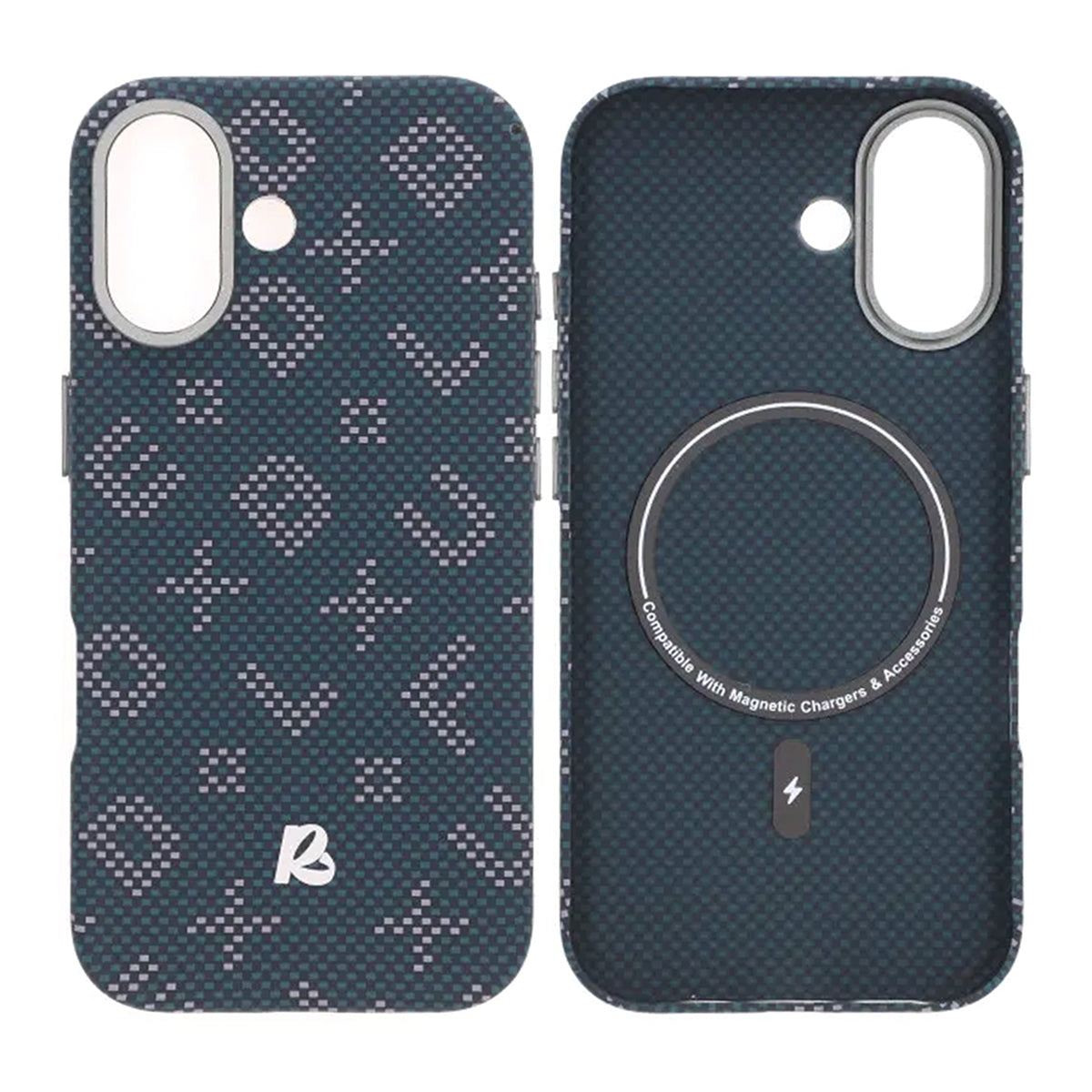 Mobilskal Aramidfiber för iPhone 17 - Blå med text image 1