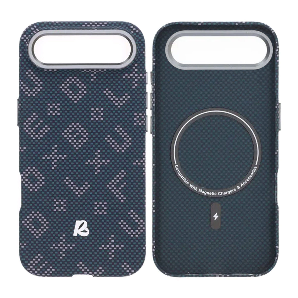 Mobilskal Aramidfiber för iPhone Air - Blå med text image 1