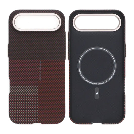 Mobilskal Aramidfiber för iPhone Air - Röd med rutnät image 1