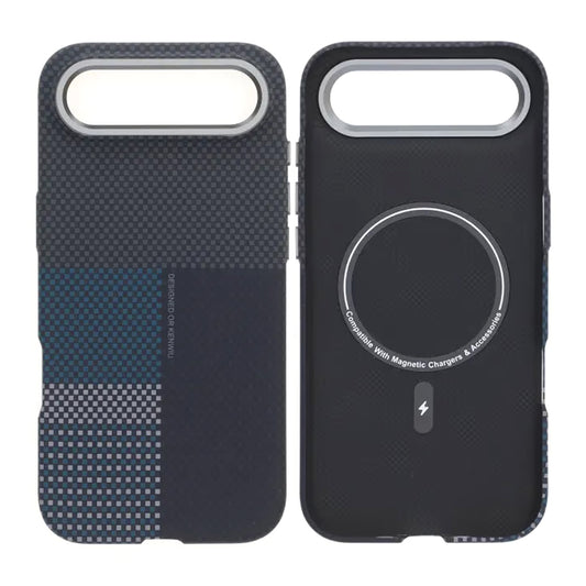 Mobilskal Aramidfiber för iPhone Air - Blå med rutnät image 1