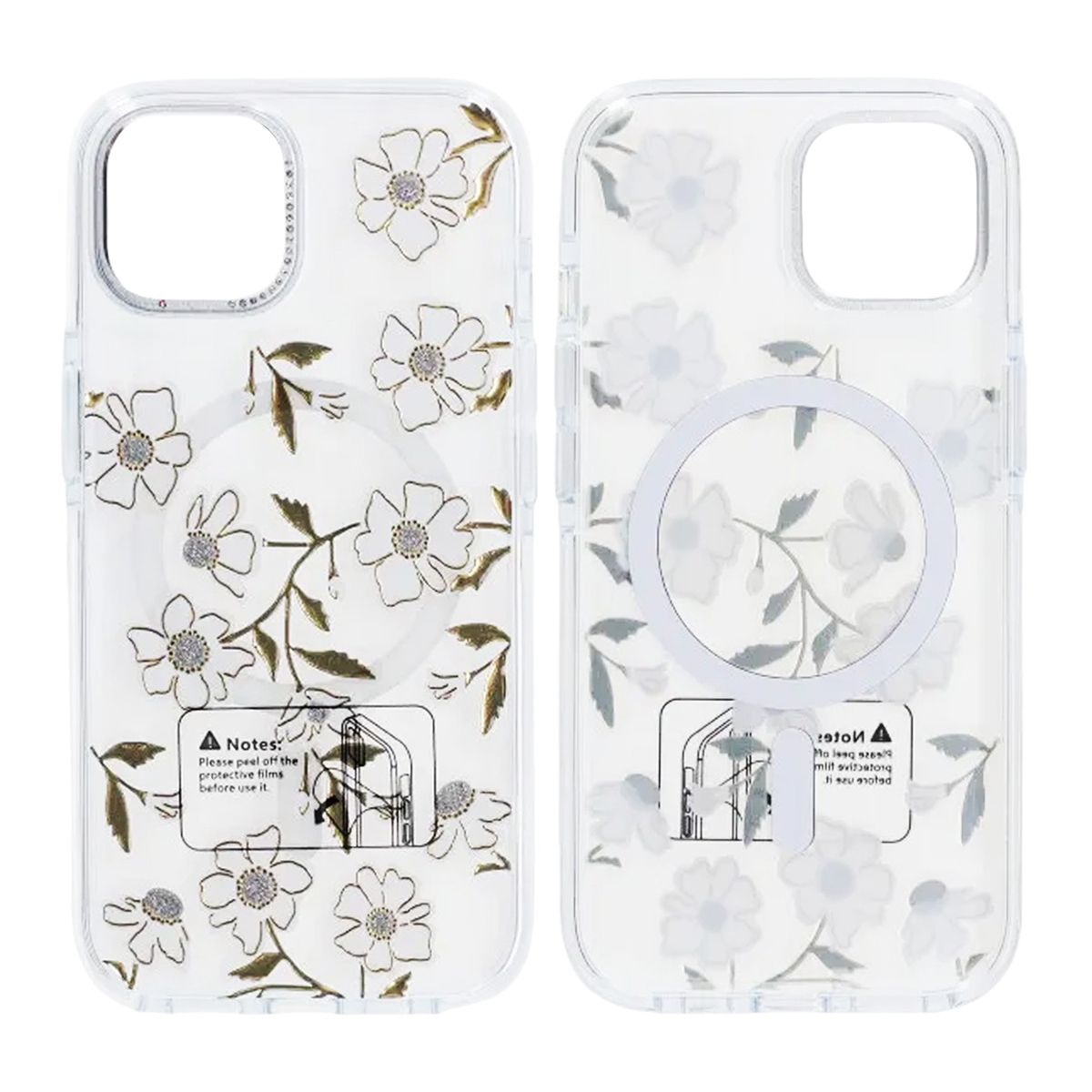 Skal Magsafe till iPhone 15 - Transparent blommor och kvistar image 1