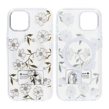 Skal Magsafe till iPhone 15 - Transparent blommor och kvistar image 1