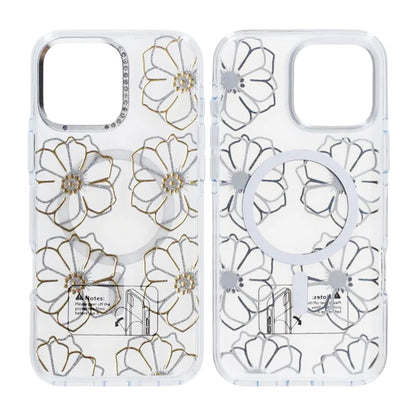 Skal Magsafe till iPhone 16 Pro Max - Transparent med blommor image 1