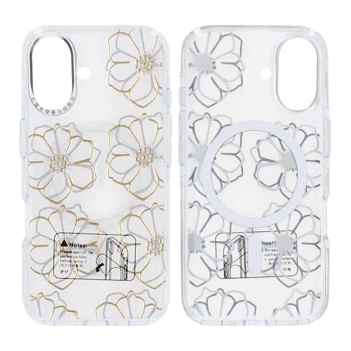 Mobilskal Magsafe till iPhone 17 - Transparent med blommor image 1