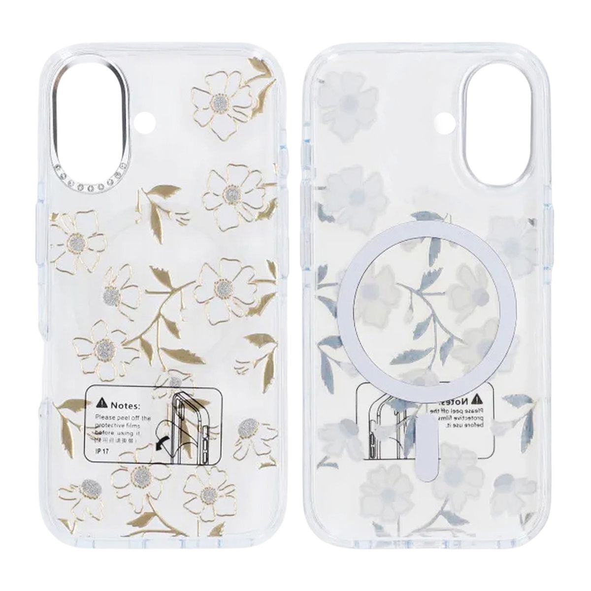 Skal Magsafe till iPhone 17 - Transparent blommor och kvistar image 1