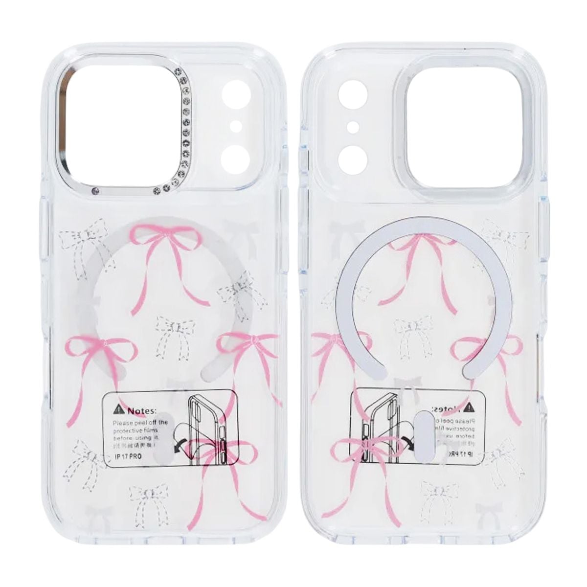 Mobilskal Magsafe till iPhone 17 Pro - Transparent med rosett image 1