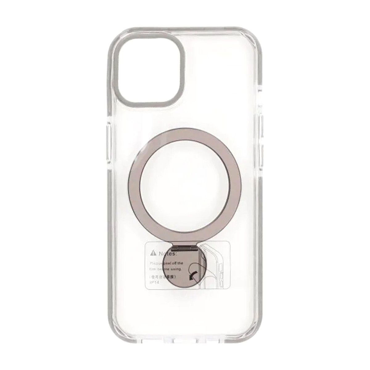 Skal Magsafe till iPhone 13 och 14 - Transparent grå med ringstativ image 2