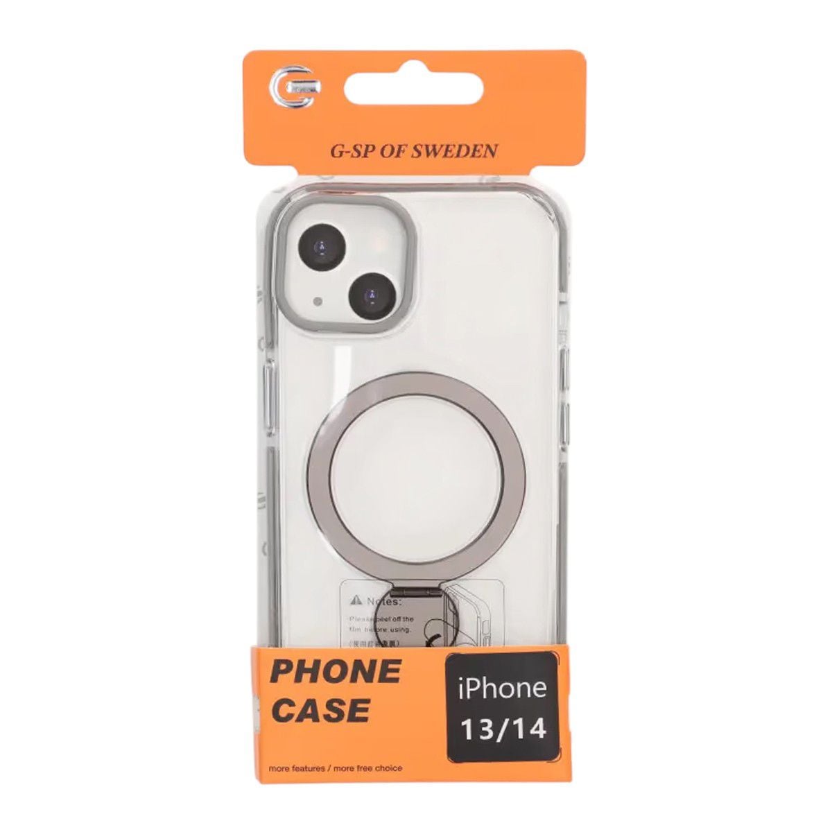 Skal Magsafe till iPhone 13 och 14 - Transparent grå med ringstativ image 4