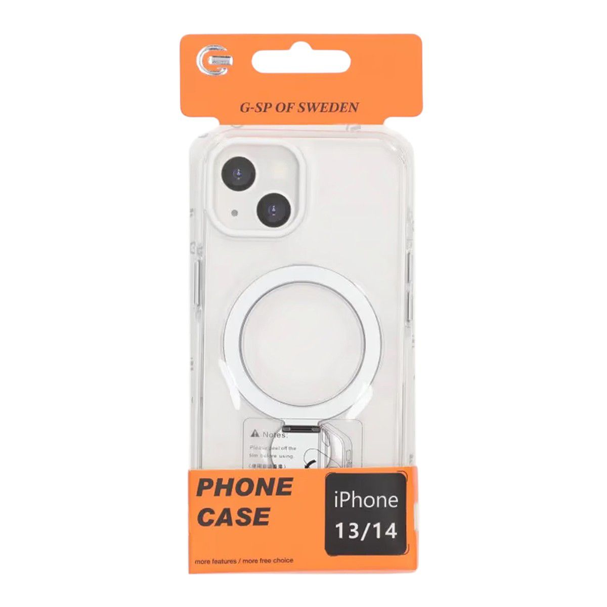 Skal Magsafe till iPhone 13 och 14 - Transparent vit med ringstativ image 4