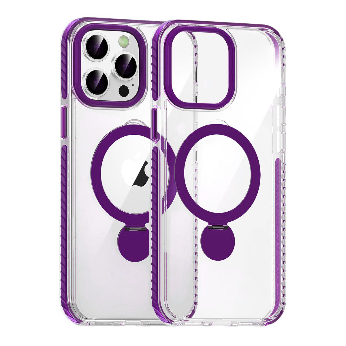 Skal Magsafe till iPhone 14 Pro - Transparent lila med ringstativ image 1