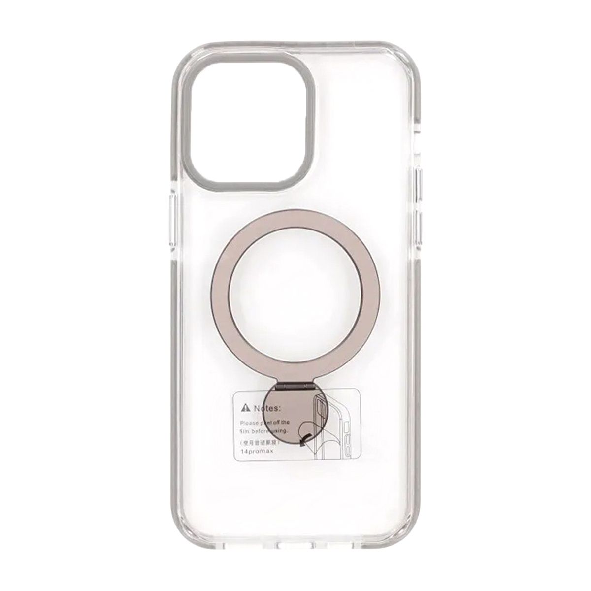 Skal Magsafe till iPhone 14 Pro - Transparent grå med ringstativ image 2