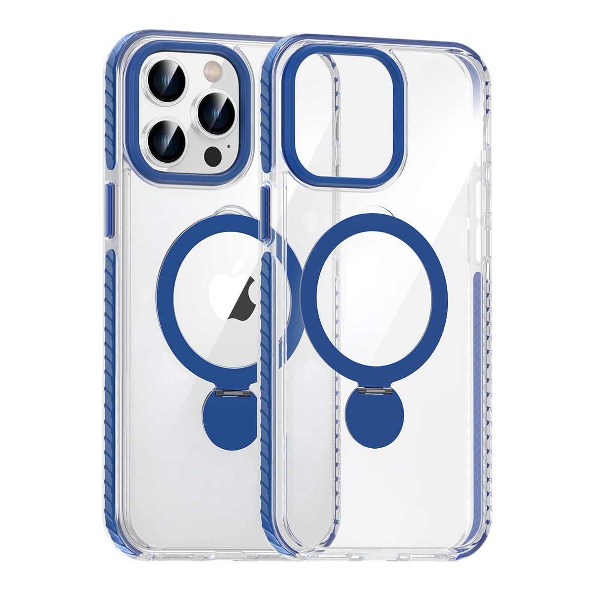 Skal Magsafe till iPhone 14 Pro - Transparent blå med ringstativ image 1