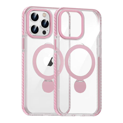 Skal Magsafe till iPhone 14 Pro - Transparent rosa med ringstativ image 1