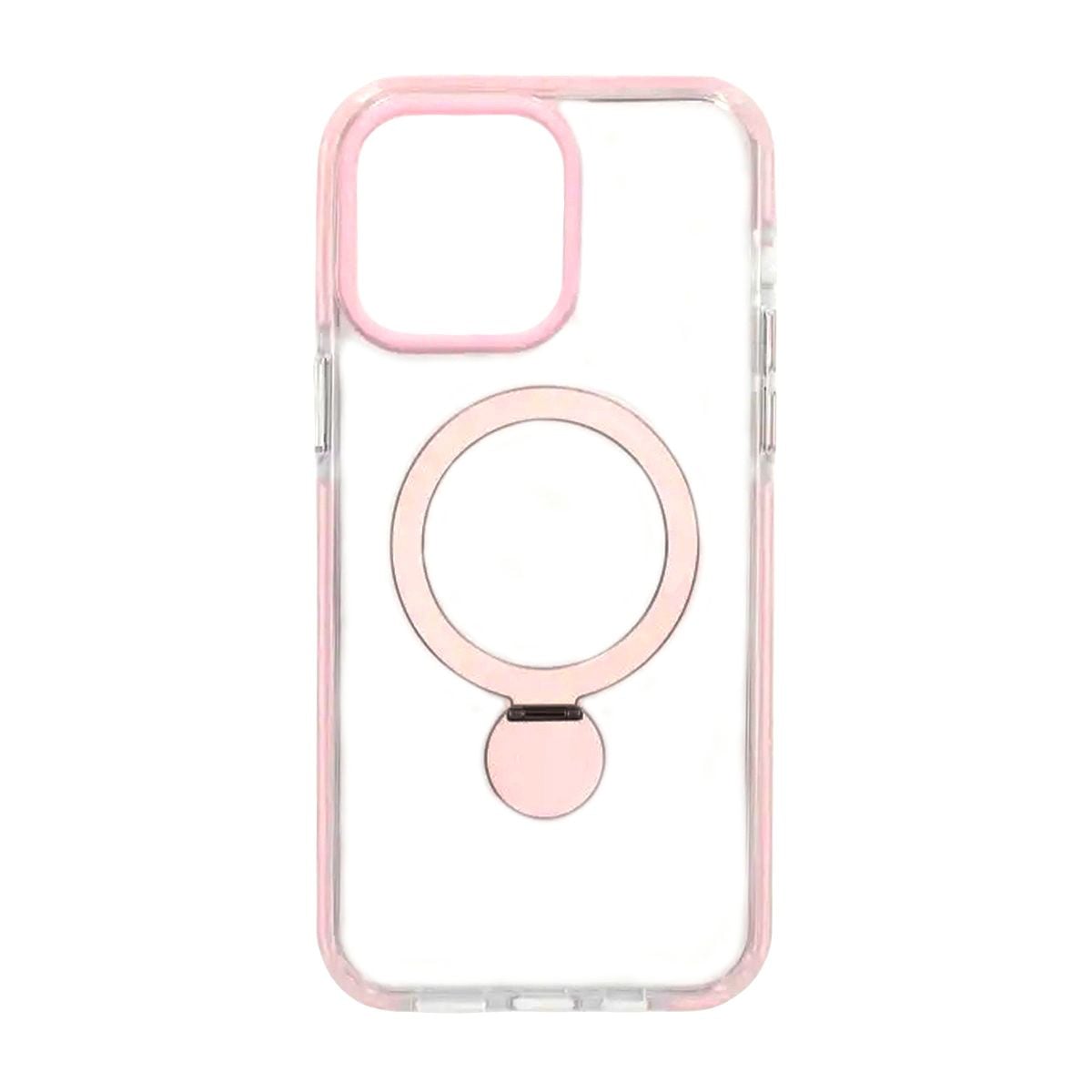 Skal Magsafe till iPhone 14 Pro - Transparent rosa med ringstativ image 2