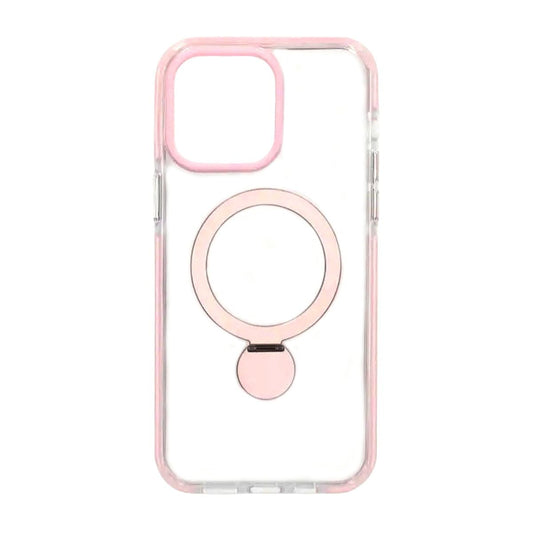 Skal Magsafe till iPhone 14 Pro - Transparent rosa med ringstativ image 2